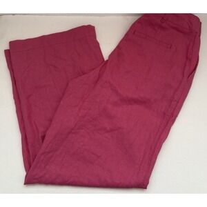 GAP Spring Pants Pink Pleated Linen Blend Wide Leg Flowy High Rise Beach Sz 6